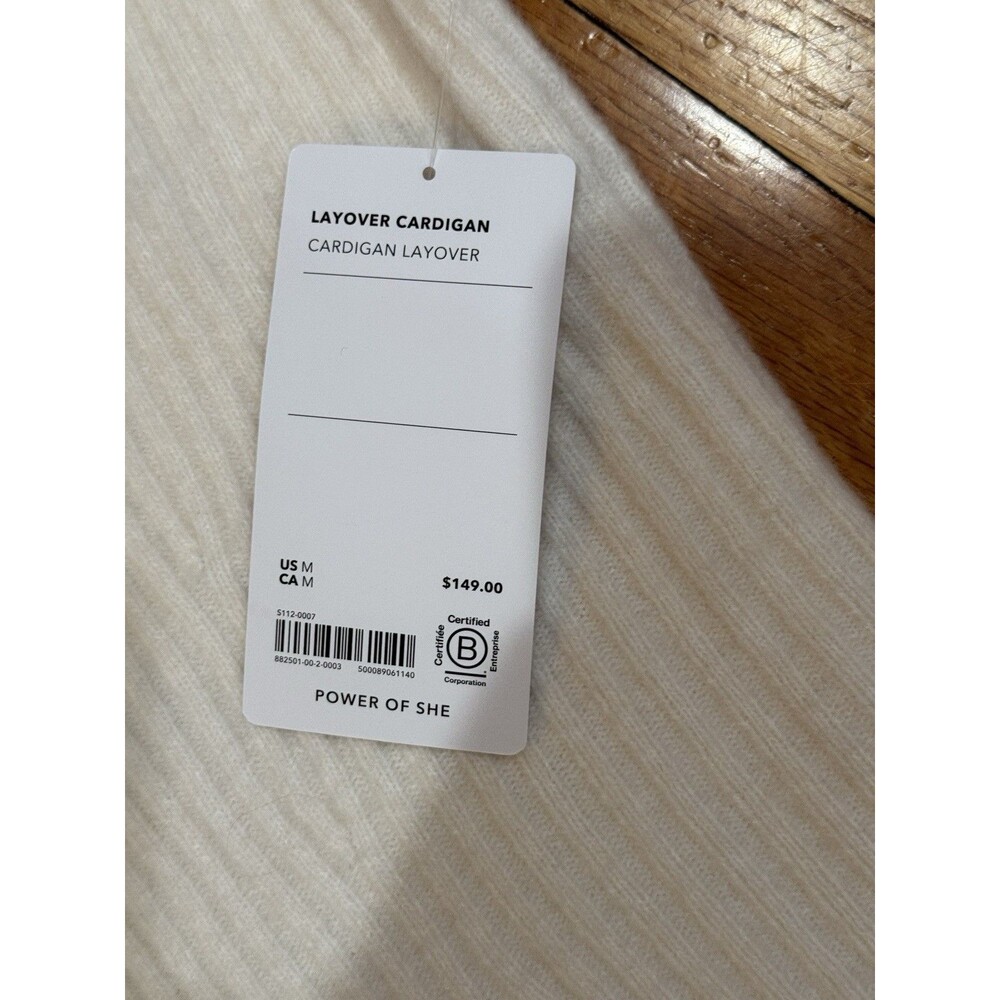 Athleta Womens Layover Cardigan Size M Wool Blend Cream V Neck Cream NEW W TAG - Picture 10 of 16